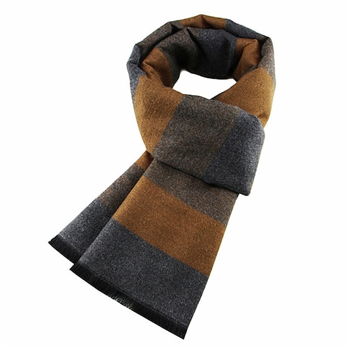 Herren Rechteckiger Schal Outdoor Alltagskleidung Lässig Hellgelb Schwarz Schal Gestreift Image