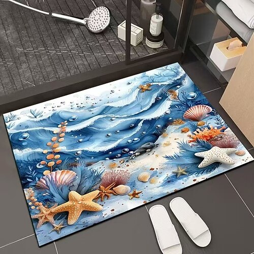 3D-Optische Illusion Fußmatte Visuelle Falle Fußmatte Rutschfest Wasserabsorbierend für Badezimmer Dusche Eingangsbereich Innen Außen Diatomaceous Earth Schnell trocknend Absorbierend 20 x 31 Zoll Image