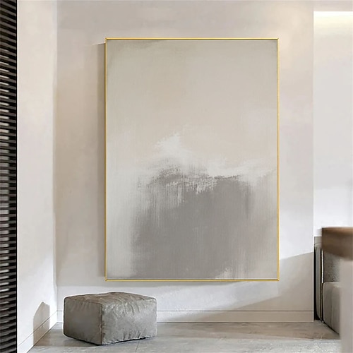 Set aus 2 Wabi-Sabi-Wandbildern: abstrakte Wandbilder in Grau, abstrakte Malerei in Beige, minimalistische Malerei in Braun, strukturierte Kunst in Erdtönen Image