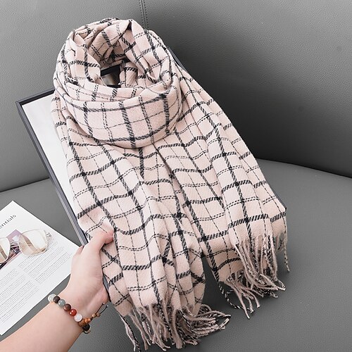 Damen Rechteckiger Schal Infinity-Schal Outdoor Straße Täglich Rosa Schal Karomuster Image