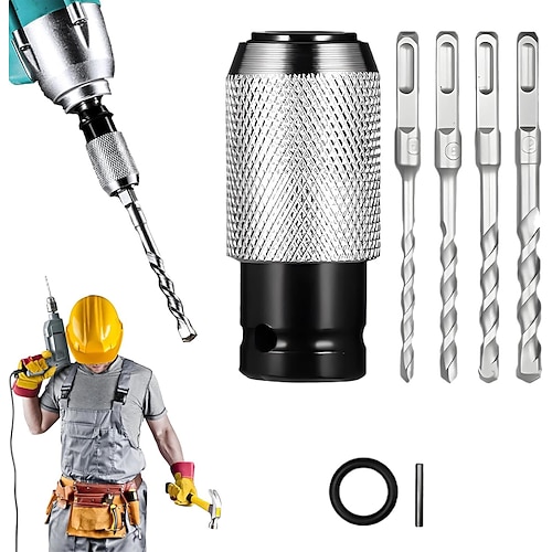 Tragbares Bohrhammer-Adapterset mit 2/3/4-Zoll-Schlagbohrern – elektrischer Schraubenschlüssel-Umrüstkopf, korrosionsbeständig Rostschutz, ideal für Haus-, Renovierungs- und Bauprojekte Image
