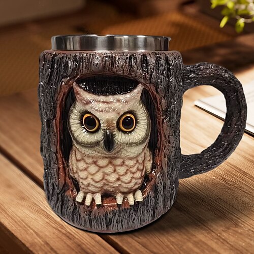 Handgefertigter Waschbär-Baumstumpfbecher, 3D-Tier-Kaffeebecher aus Kunstharz, kreativer Becher im Waldbaumstumpf-Design, niedlicher Waschbär-Geschenkbecher für Zuhause und Büro, einzigartiges Image