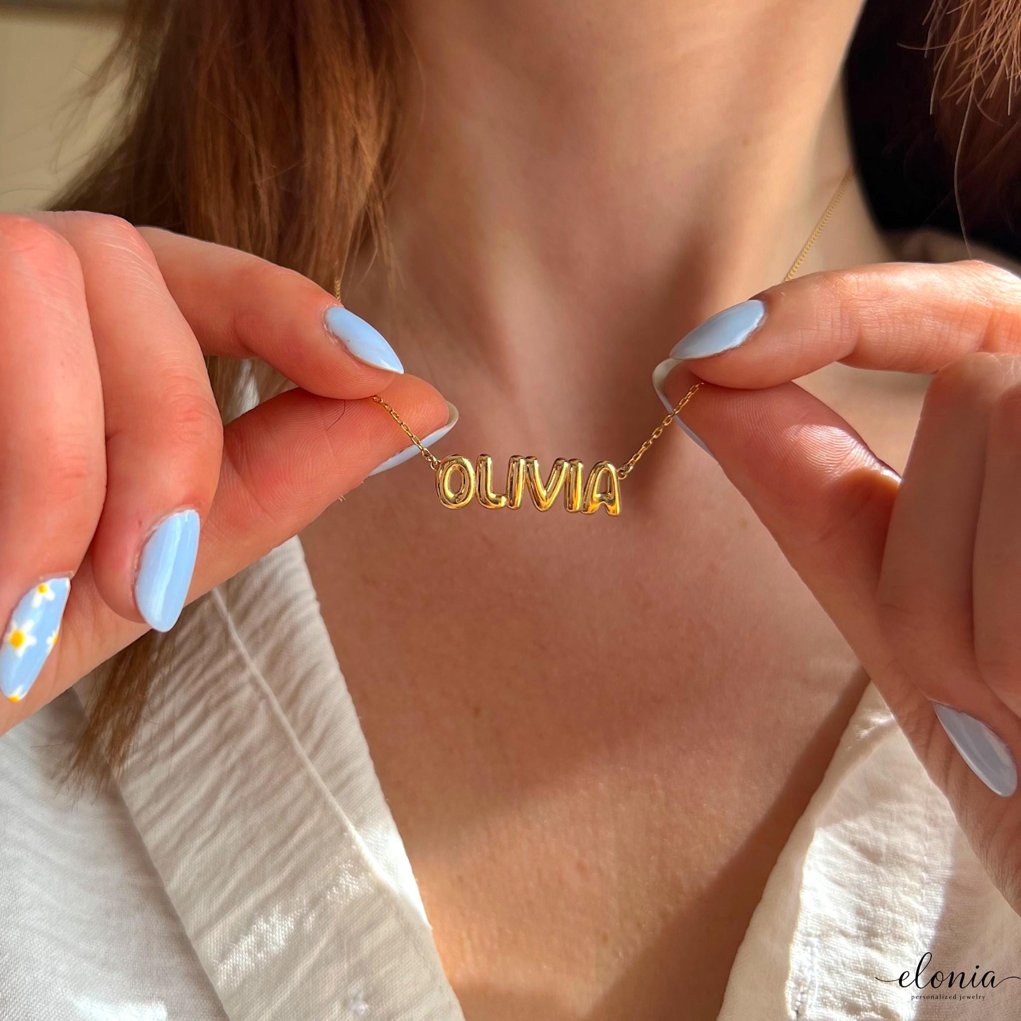 Collana con nome a forma di bolla, collana con nome 3D, collana con lettera a bolla, collana con nome personalizzato, collana con nome, collana con no