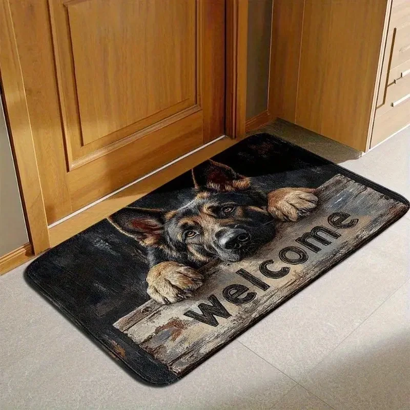 German Shepherd Welcome Mat Kitchen Bath Mat Anti Slip Outdoor Door Mat Living Room Entrance Carpet Foot Mat