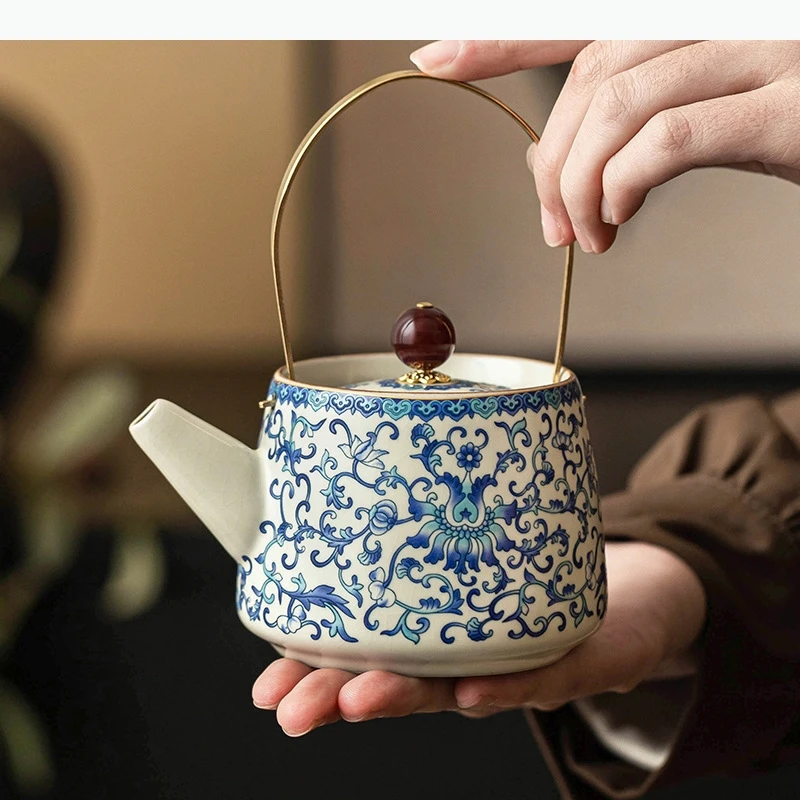 Ceramic Teapot Single Pot Blue and White Set Teas Infuser Filtering Tea Pot Brewing Tea Pots Household Teaware