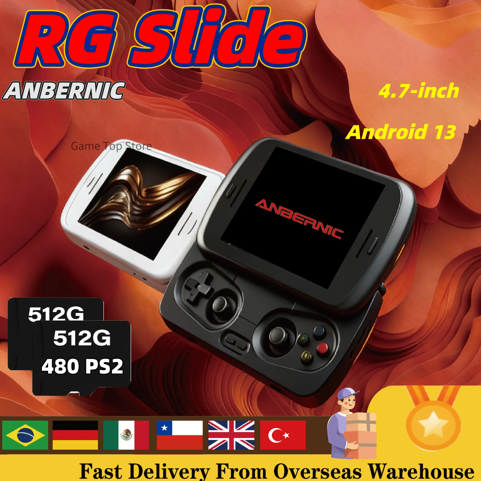 ANBERNIC RG Slide Video Game Consoles 4.7''120Hz Touch screen Video Handheld Game Console Unisoc Processor Android OS PSP PS2