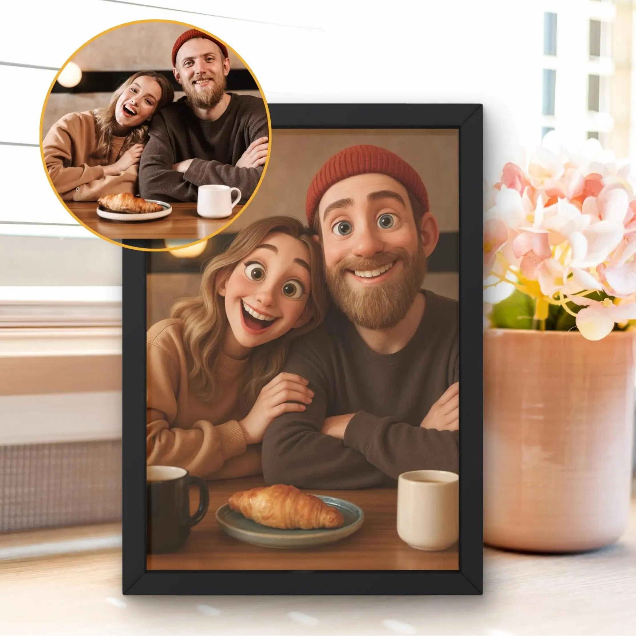 Personalizzazione Stampa su tela personalizzata in stile cartone animato poster ritratto stampa artistica fotografica decorazione della casa regalo senza cornice