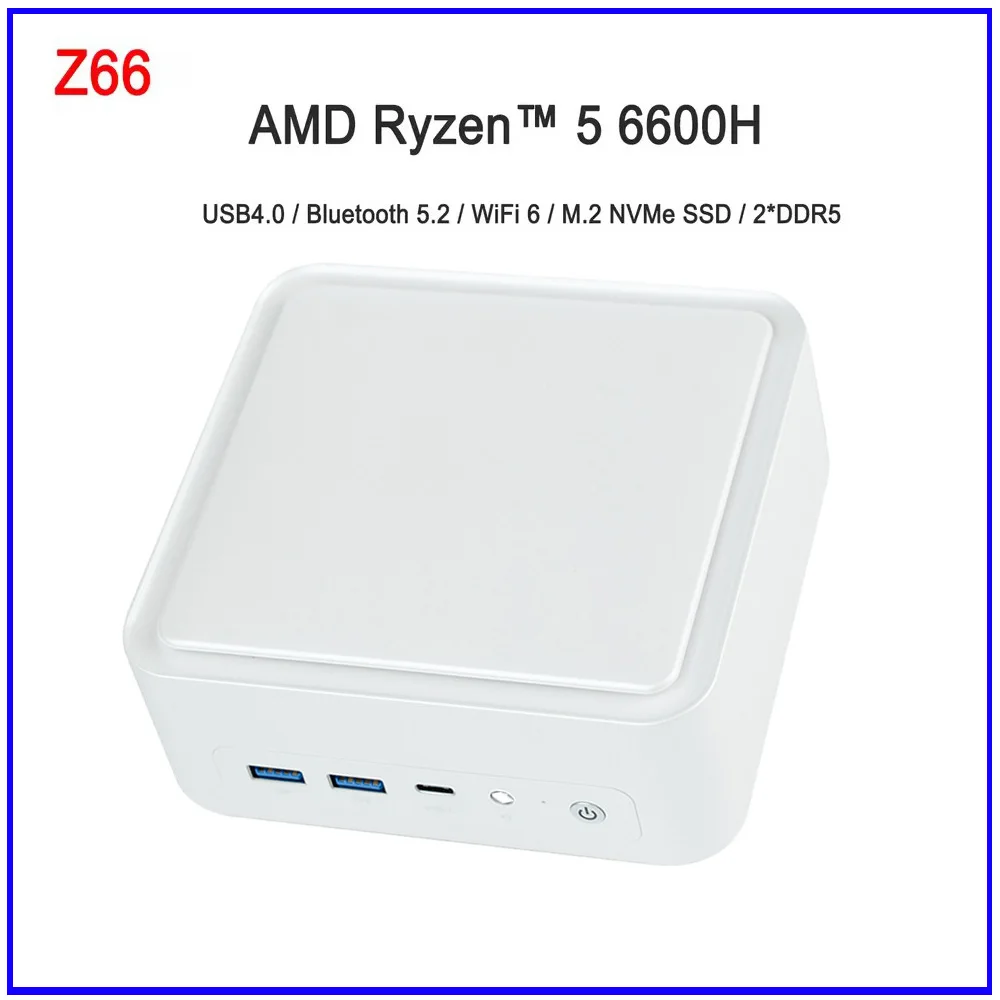 SZBOX Z66 MINI PC AMD R5 6600H Portable Computer 16GB DDR5 512GB M.2 Slot NVMe SSD WiFi 6 BT 5.2 Mini PC Game Desktop Computer