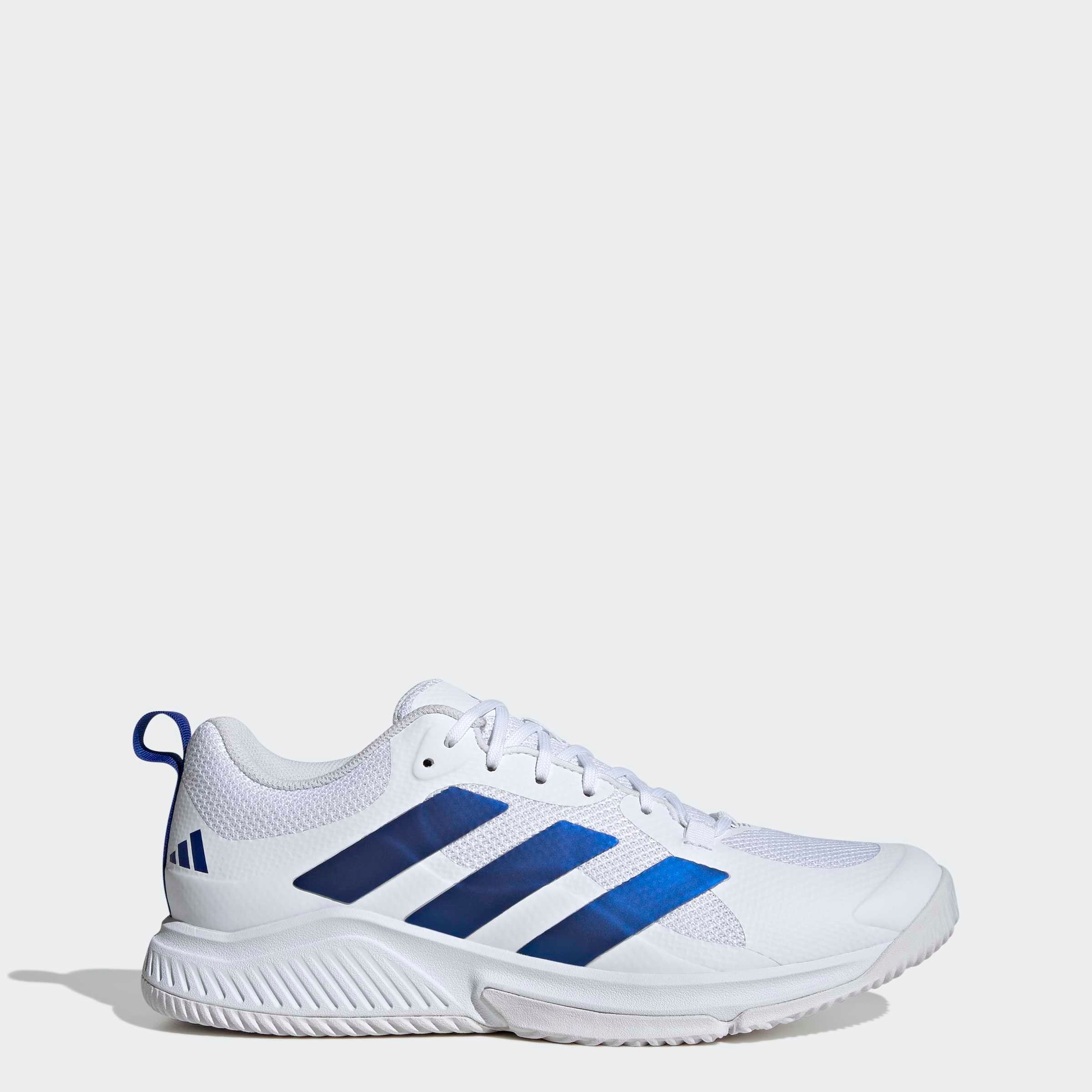 Hallenschuh ADIDAS PERFORMANCE "COURT TEAM BOUNCE 2.0", Herren, Gr. 42,5, cloud weiß, royal blau, cloud weiß, Synthetik, Textil, Schuhe Hallenschuh