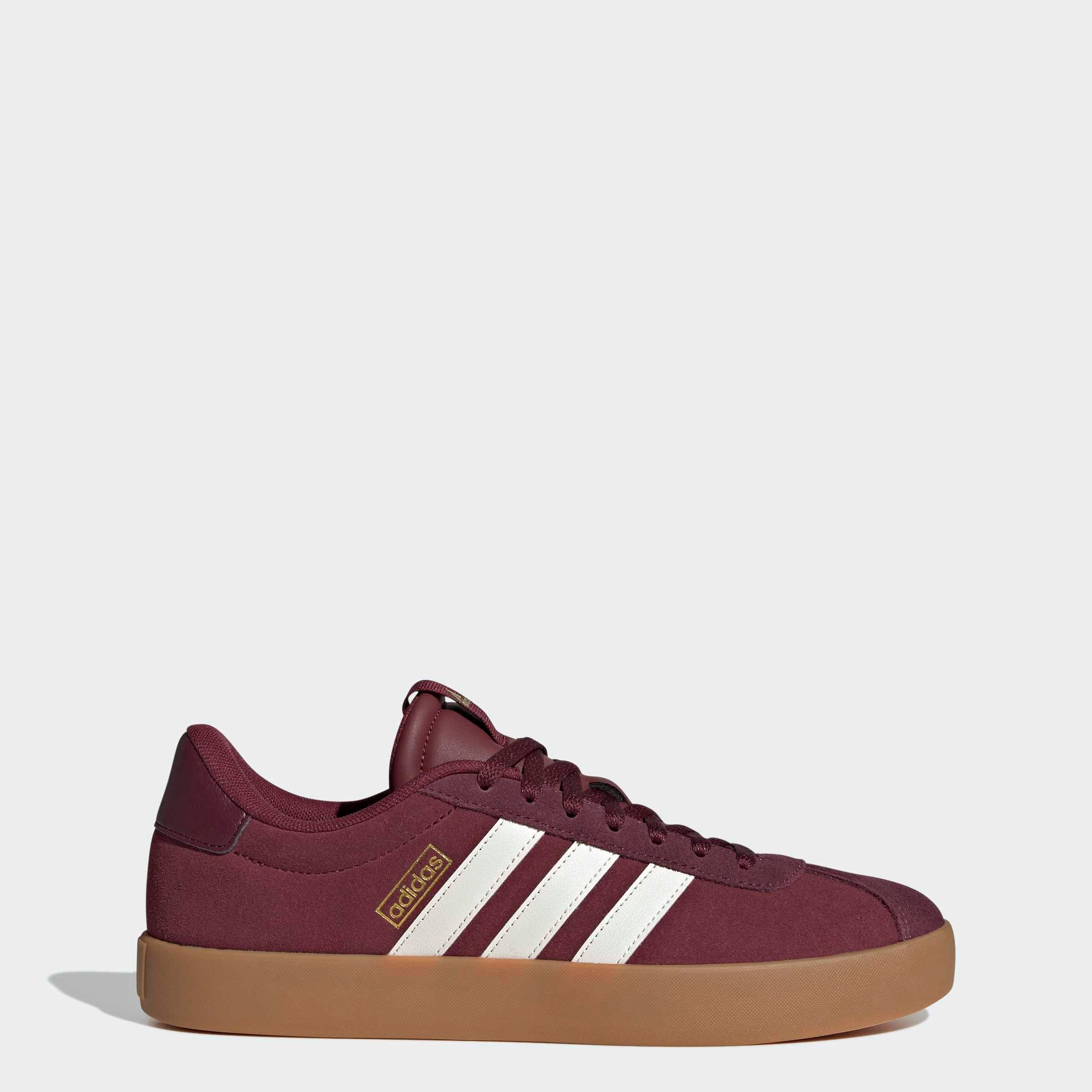 Sneaker ADIDAS SPORTSWEAR "VL COURT 3.0", Herren, Gr. 43, shadow rot, sanftes weiß, maroon, Leder, Synthetik, Schuhe Sneaker, inspiriert vom Design des adidas samba