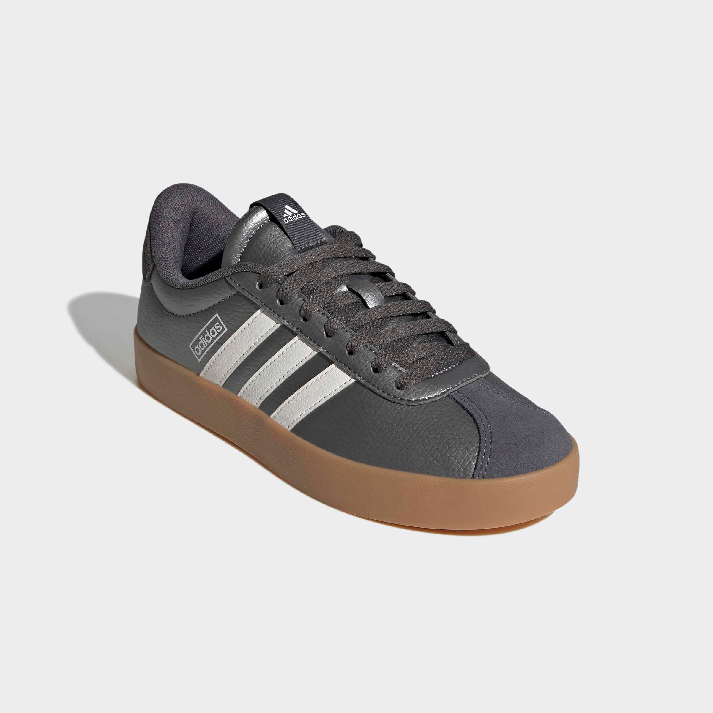 Sneaker ADIDAS SPORTSWEAR "VL COURT 3.0", Damen, Gr. 43, iron metallic, core weiß, grau five, Leder, Synthetik, Schuhe Sneaker