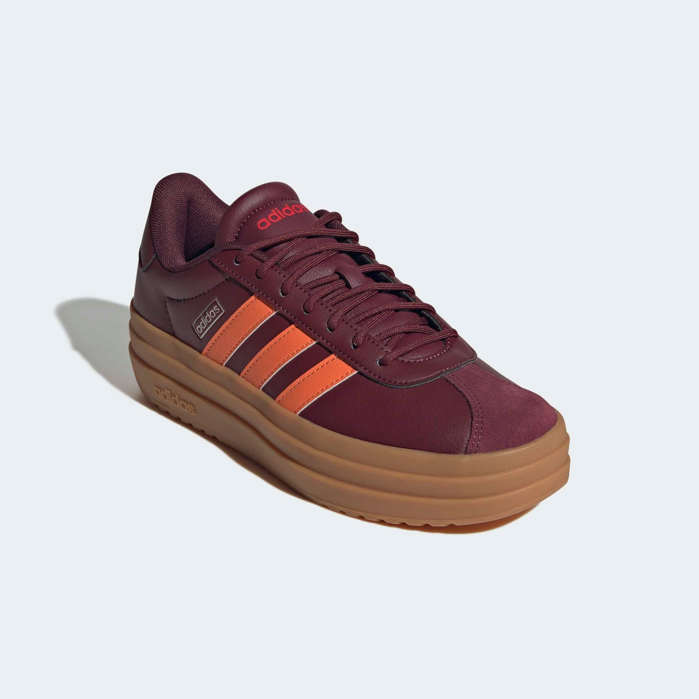 Plateausneaker ADIDAS SPORTSWEAR "VL COURT BOLD", Damen, Gr. 38,5, maroon, dusky orange, pure ruby, Leder, Synthetik, Schuhe Plateausneaker