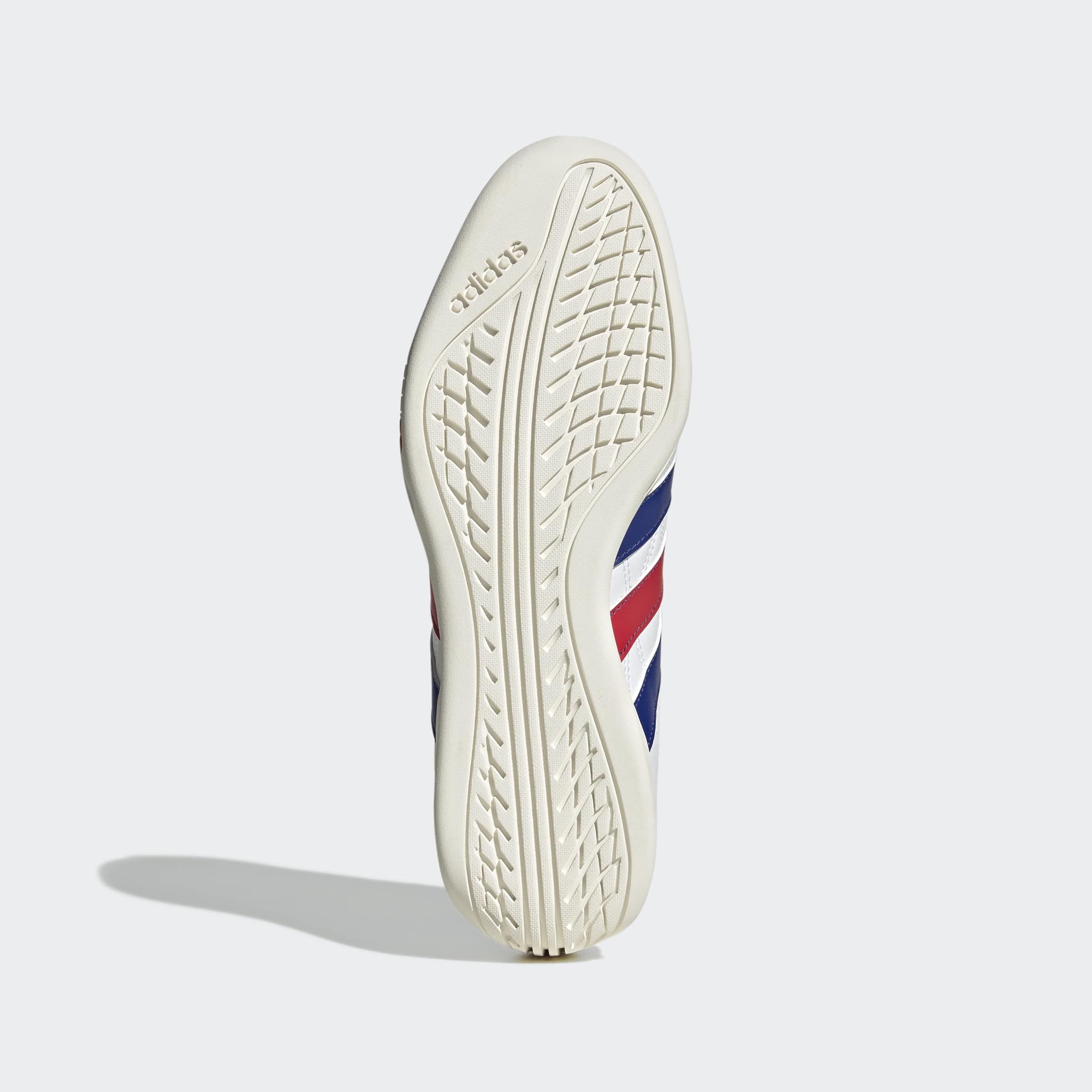 Sneaker ADIDAS SPORTSWEAR "GROUNDPULSE", Herren, Gr. 43, cloud weiß, semi lucid blau, pure ruby, Leder, Synthetik, Schuhe Sneaker