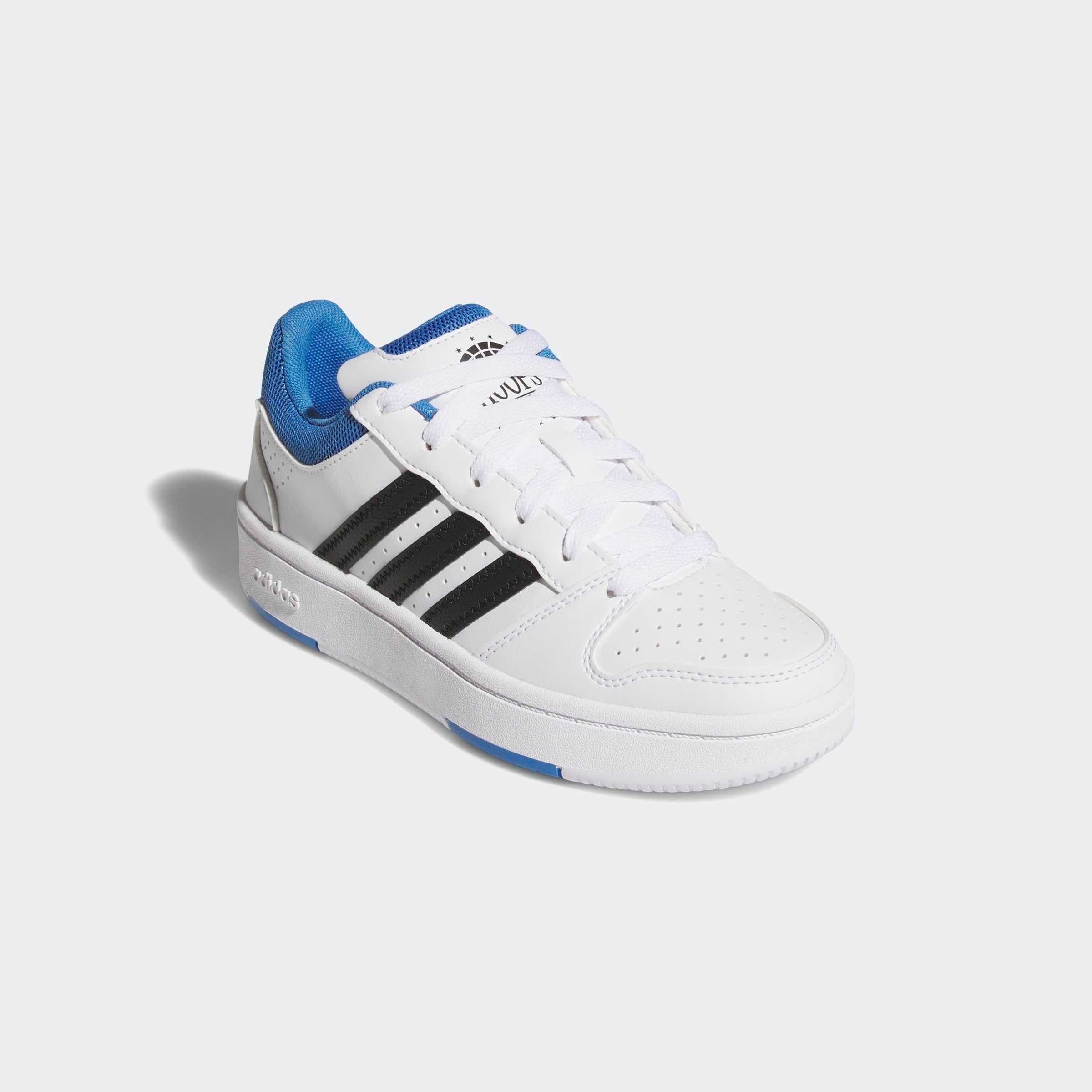 Sneaker ADIDAS SPORTSWEAR "HOOPS CLASSIC J", Damen, Gr. 36, cloud weiß, core schwarz, ray blau, Synthetik, Schuhe Sneaker, für Kinder & Jugendliche