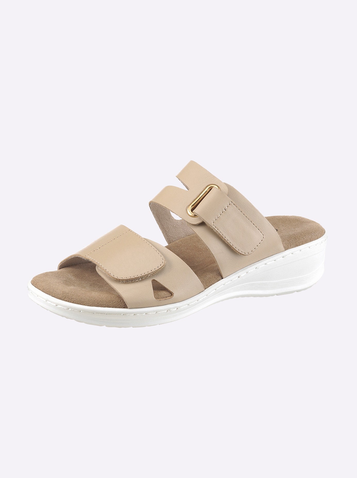 Pantolette CLASSIC, Damen, Gr. 40, beige, Glattleder, Basic, Schuhe Pantolette