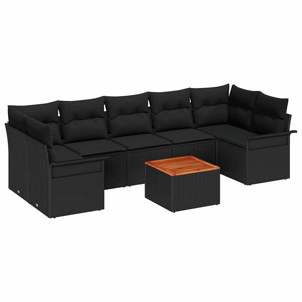 vidaXL Garten-Sofa-Set mit Kissen mit Speicher 8 pcs Schwarz Image