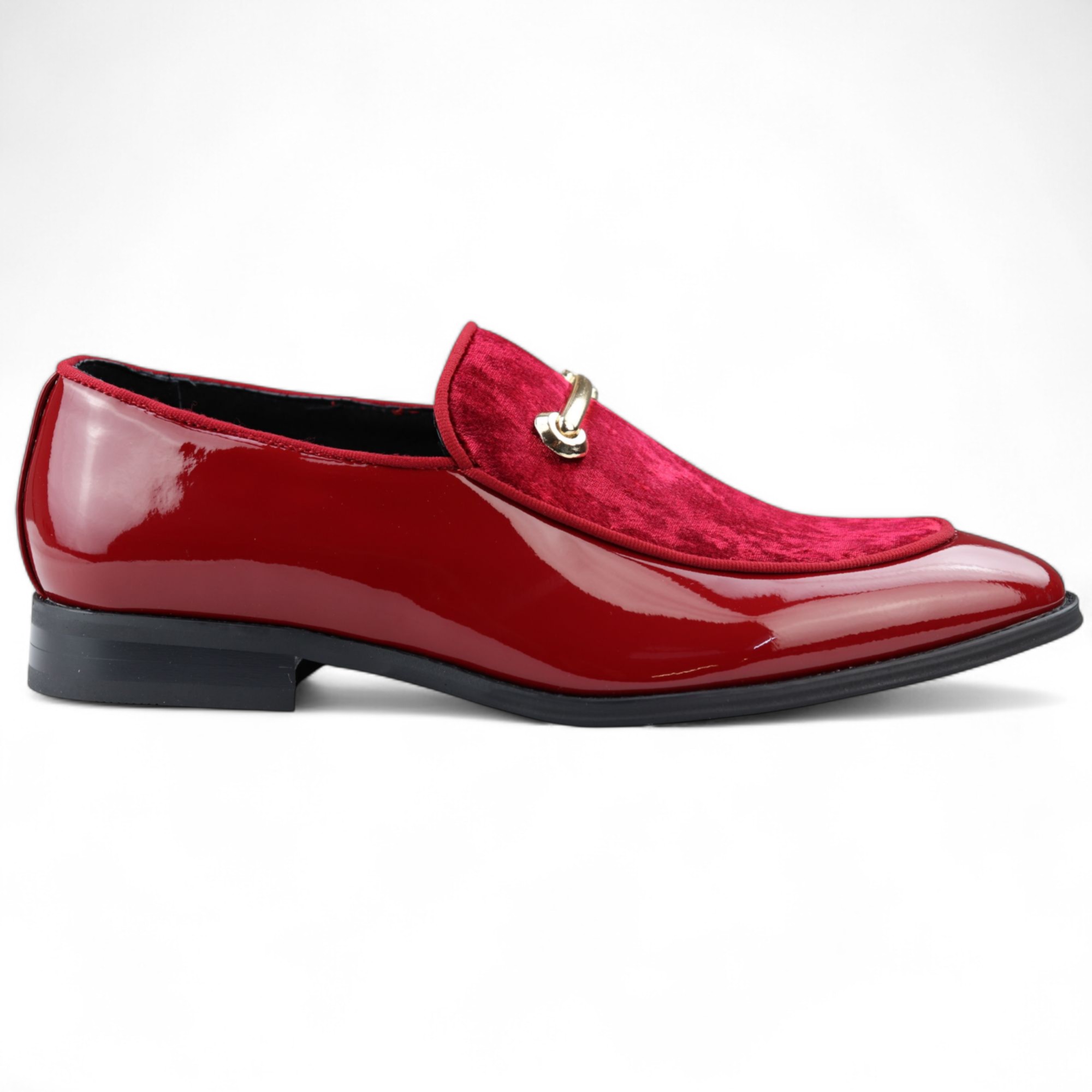 Elegante rote Slipper für Herren mit Lederfutter und Samt-Schlupfschuhen Image