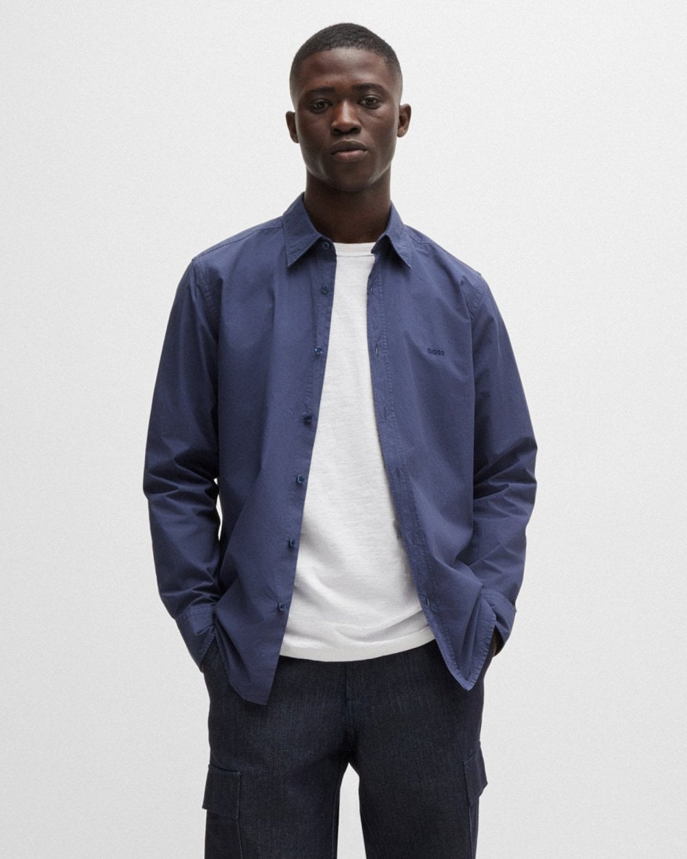 BOSS Orange Relegant 6 Herren Regular-Fit Hemd aus Baumwoll-Popeline mit Kent-Kragen