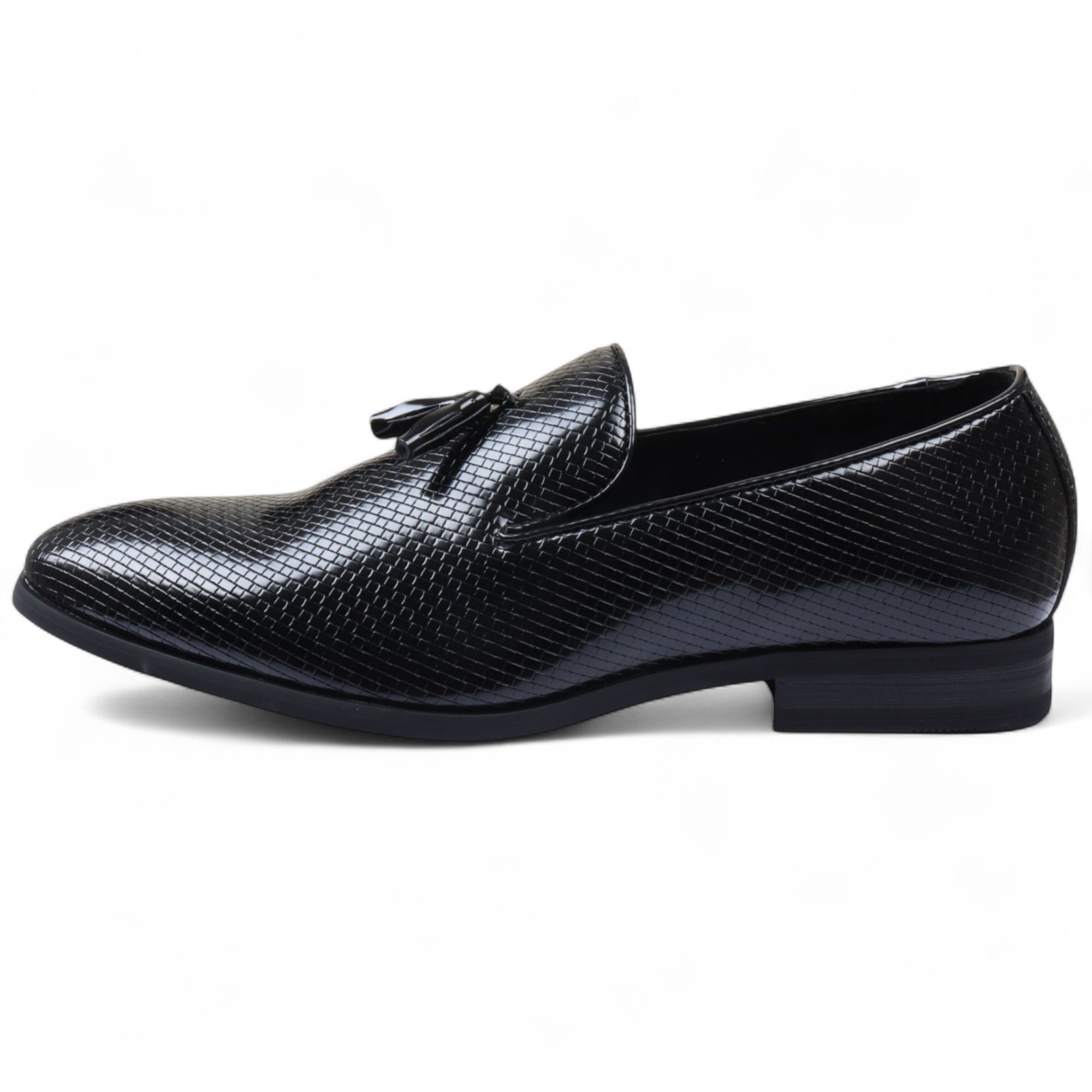 Herren Schwarze formelle Quasten-Loafer Slip-On-Lederschuhe