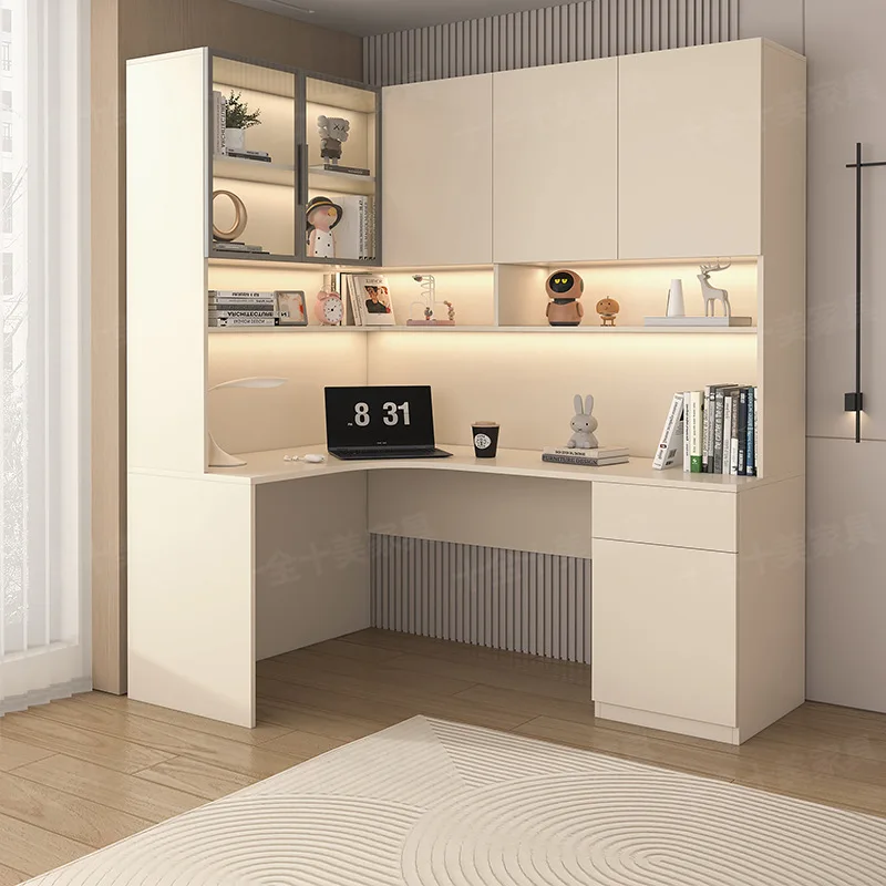 Eckschreibtisch Bücherregal Integrierter Tisch Kombinationsschreibtisch für Haushalt und Studenten Image