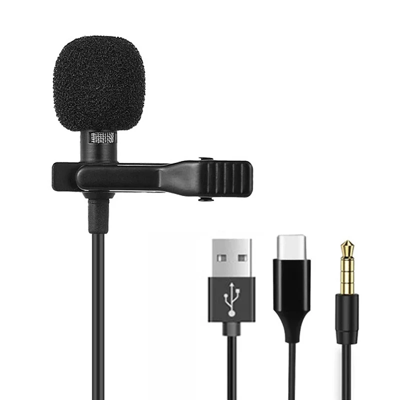 Tragbares Mini-Lavalier-Mikrofon, Metallclip, Ansteckmikrofon, verkabelt, 3,5 mm/Typ C/USB, für Handy, Laptop, DSLR-Kamera, Lound-Lautsprecher Image