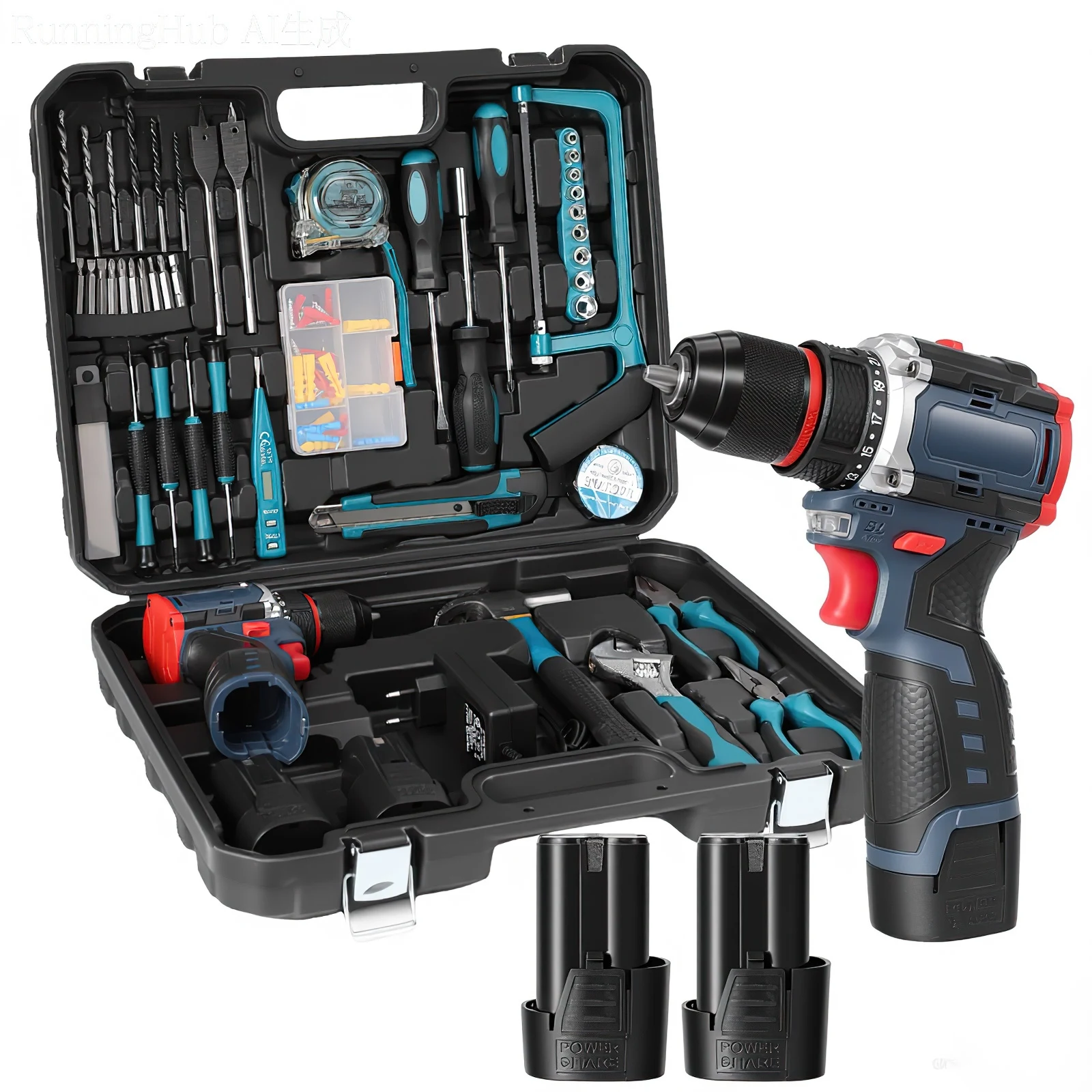 Akku-Bohrschrauber-Set mit Akku, 2-in-1-Elektroschrauber-Treiber-Werkzeugset, 55 Nm, Dual-Speed, 1850 U/min Image