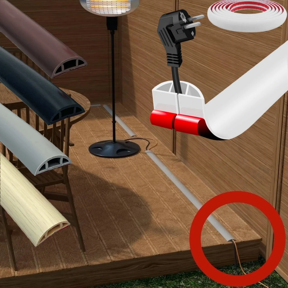 1 Stück 2 m x 3 cm selbstklebende Bodenschnurabdeckung, Bodenkabelmantel, PVC-Anti-Stepping-Abdeckung für Cablesr-Kabelschutz, PVC-Abdeckung Image