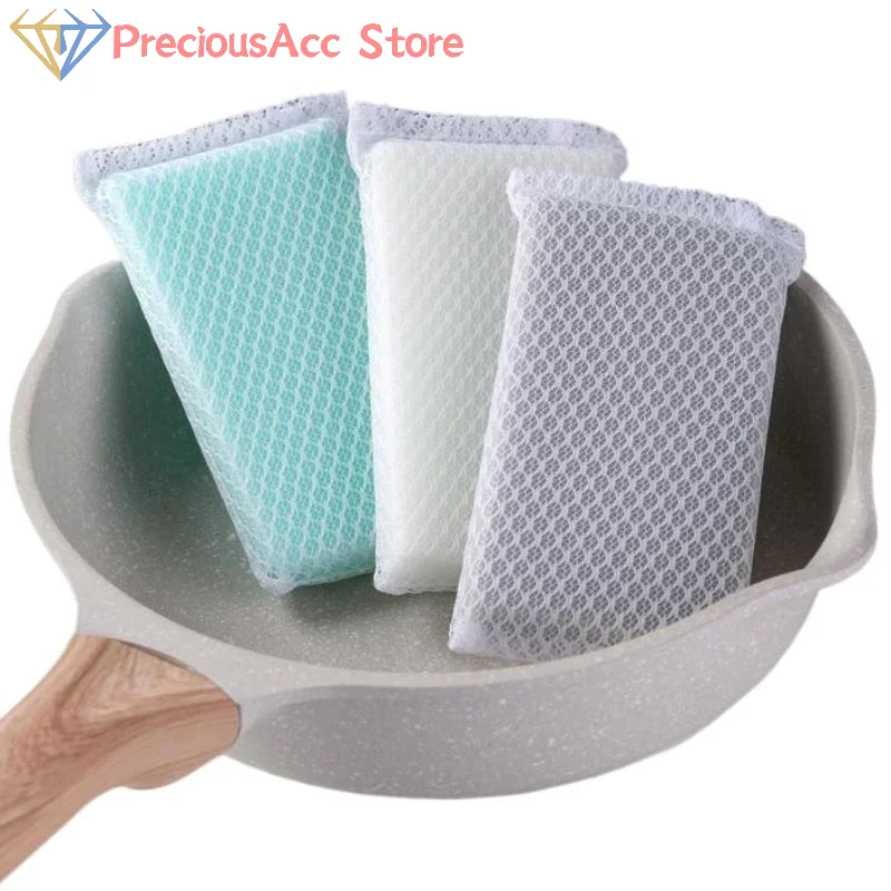 5/10Pcs Nicht Stick Scheuer Pad Dish Schwamm Reinigung Liefert Elastische Netto Schäumen Leicht Für Pan Schüssel Schwämme scheuer Image