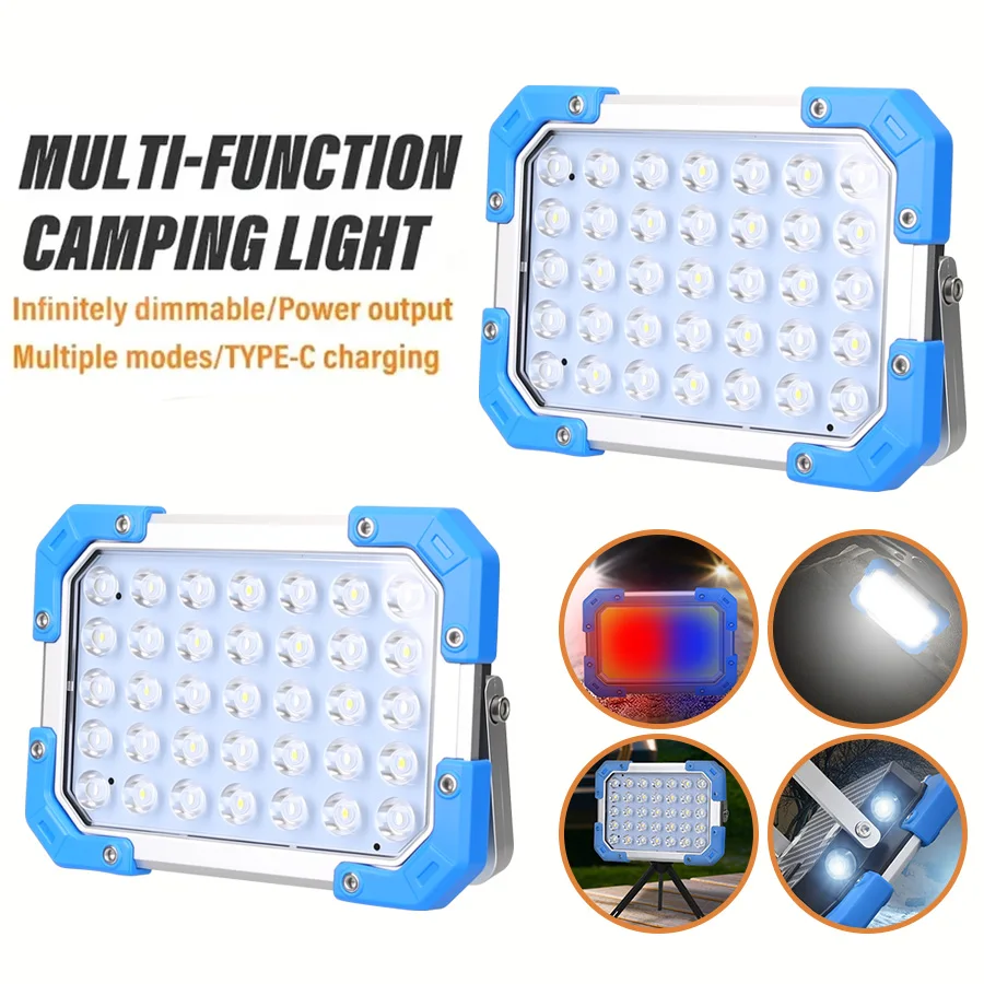 Ultrahelle LED-Arbeitsleuchte, wiederaufladbare Laterne, eingebaute 3 18650-Batterien, tragbare Magnet-Taschenlampe, wasserdicht für Camping Image