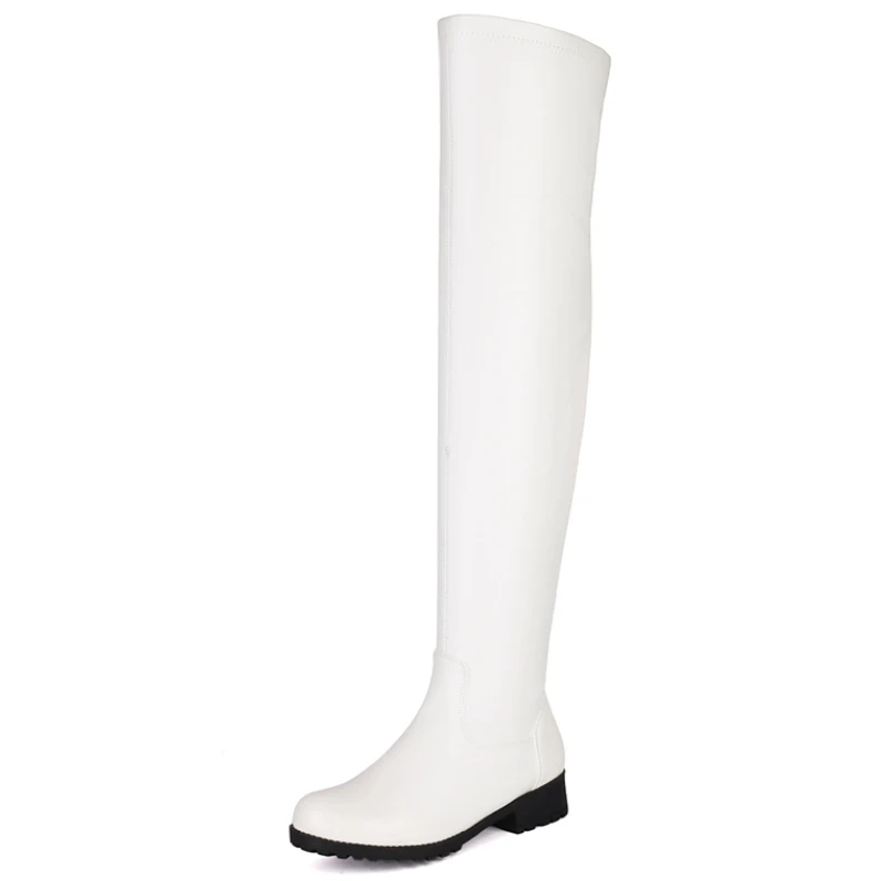 Elastische schwarze rote Overknee-Stiefel für Damen, oberschenkelhoher Stiefel, Herbst und Winter, hoch, lang, Party-Schuhe, Schuhe für Damen, große Größe 48