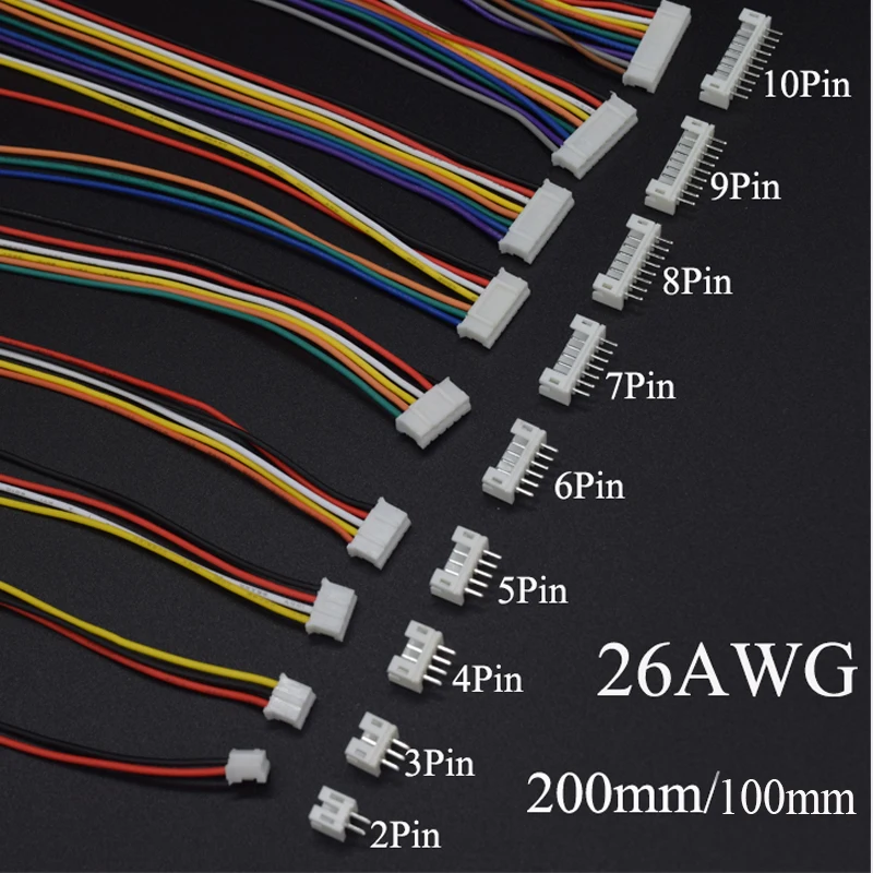 5Sets Mini Kleine Micro JST 2,0mm PH2.0 Männlich Weiblich Stecker 2/3/4/5/6/7/8/9/10-Pin Stecker Mit terminal Drähte Kabel Buchse 26AWG Image