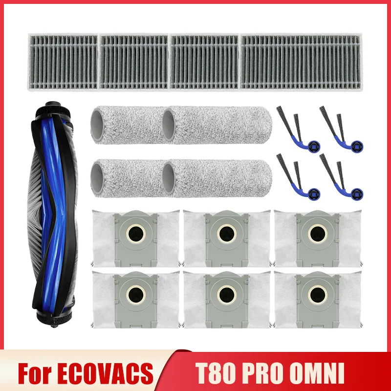 Ersetzen Für ECOVACS T80 PRO OMNI Roboter Staubsauger Ersatzteile Wichtigsten Seite Pinsel Mopp Tuch Filter Staubbeutel Ersatzteile Image