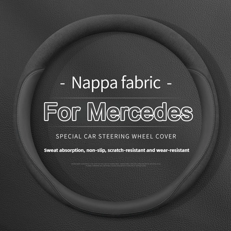 38 cm Wildleder Leder Auto Lenkrad Abdeckung Verschleißfest Für Mercedes Benz AMG W203 W204 W205 W211 W212 W163 W168 GLA CLA GLK Image