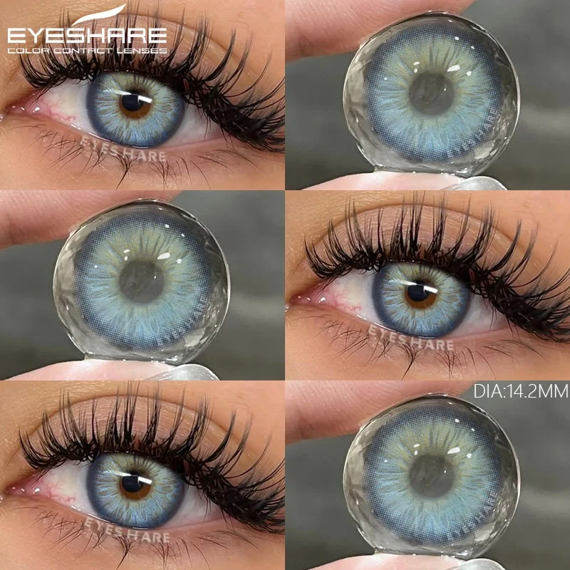 EYESHARE 1 Paar farbige Kontaktlinsen für Augen, blaue Augenlinsen, braune Schönheit, farbige Schüler, grauer Kontakt, grüne Augenkontaktlinsen, Make-up Image
