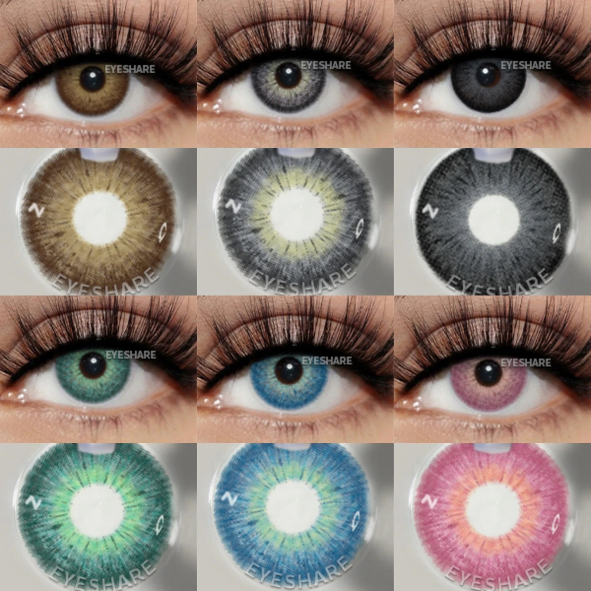 EYESHARE 1 Paar modische blau-grüne farbige Kontaktlinsen grau braun schöne Pupillen kosmetische schwarze Augenlinse jährliche Augenkontakte Image