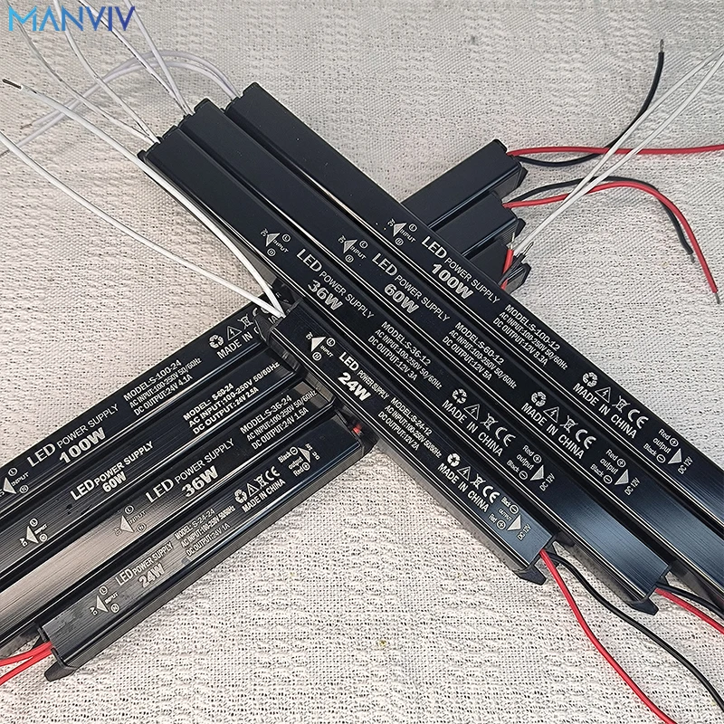 Manviv dc12v 24v led strom versorgung AC120-240V stumm beleuchtung transformatoren 24w 36w 60w 100w led licht treiber netzteil beleuchtung