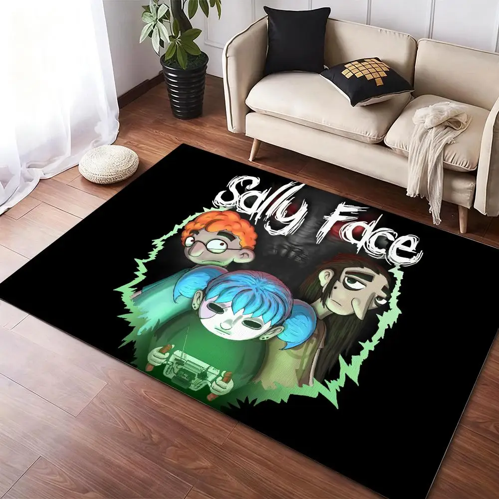 Videospiel S-Sally Face Bodenmatte, Flanellteppiche, gemütlicher Plüsch, verdickt, weich, warm, für den Winter, rutschfest, für Wohnzimmer, Zuhause, Innenbereich Image