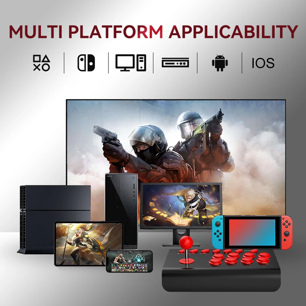 USB-Kabel-Game-Joystick mit dehnbarer Halterung, USB-Spielekonsolen-Controller, 3-Modus-Verbindung für PS4/PS3/Xbox One/Switch