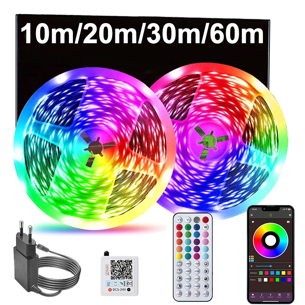 RGB Led Streifen Lichter Musik Sync APP Steuerung Led Zimmer Lichter 10m 20m 30m 40m 60m Led Band Flexible Band Luces Led Zimmer