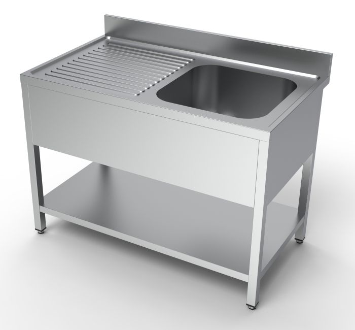 Combisteel Spültisch 1 Becken rechts Grundboden Edelstahl 1200x700x850mm Image