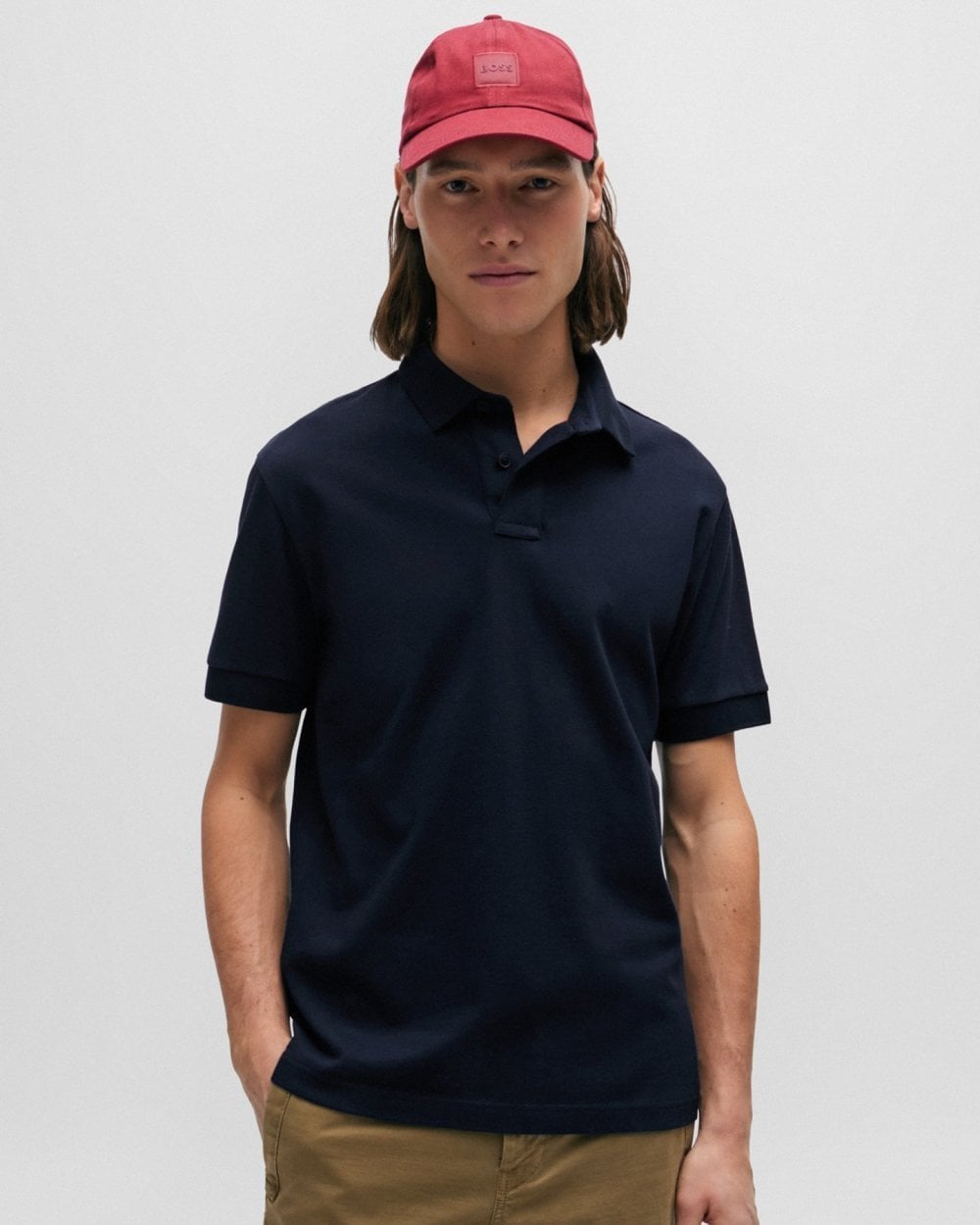 BOSS Orange Passenger Herren Stretch-Baumwoll Slim-Fit Polo-Shirt mit Logo-Patch NOS