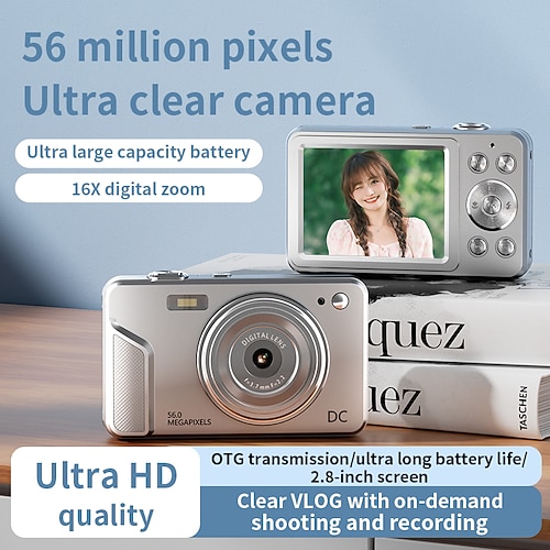 Appareil photo numérique Écran IPS 2,8 pouces HD avec mise au point automatique Photo et vidéo Appareil photo numérique portable pour étudiants Cadeau de la Saint-Valentin