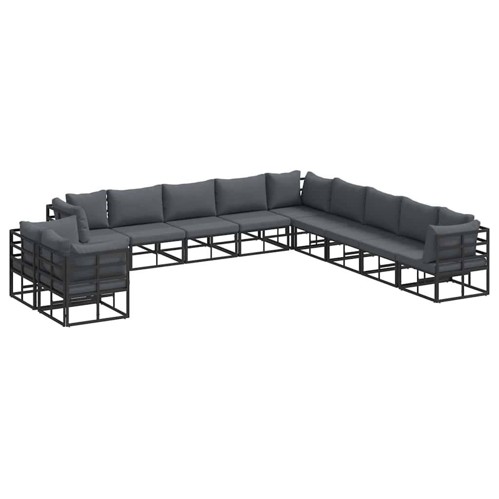 vidaXL Garten-Sofa-Set mit Kissen Schwarz Aluminium Image
