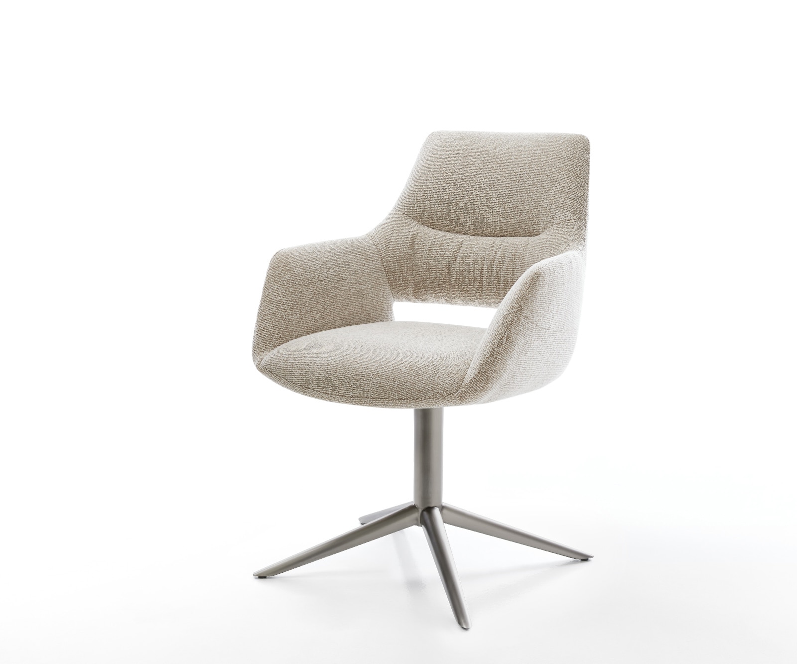 DELIFE Drehstuhl Yago-Flex mit Armlehnen Webstoff Soft Beige Fußkreuz Graphit 360° drehbar Wippfunktion Taschenfederkern, Esszimmerstühle Image