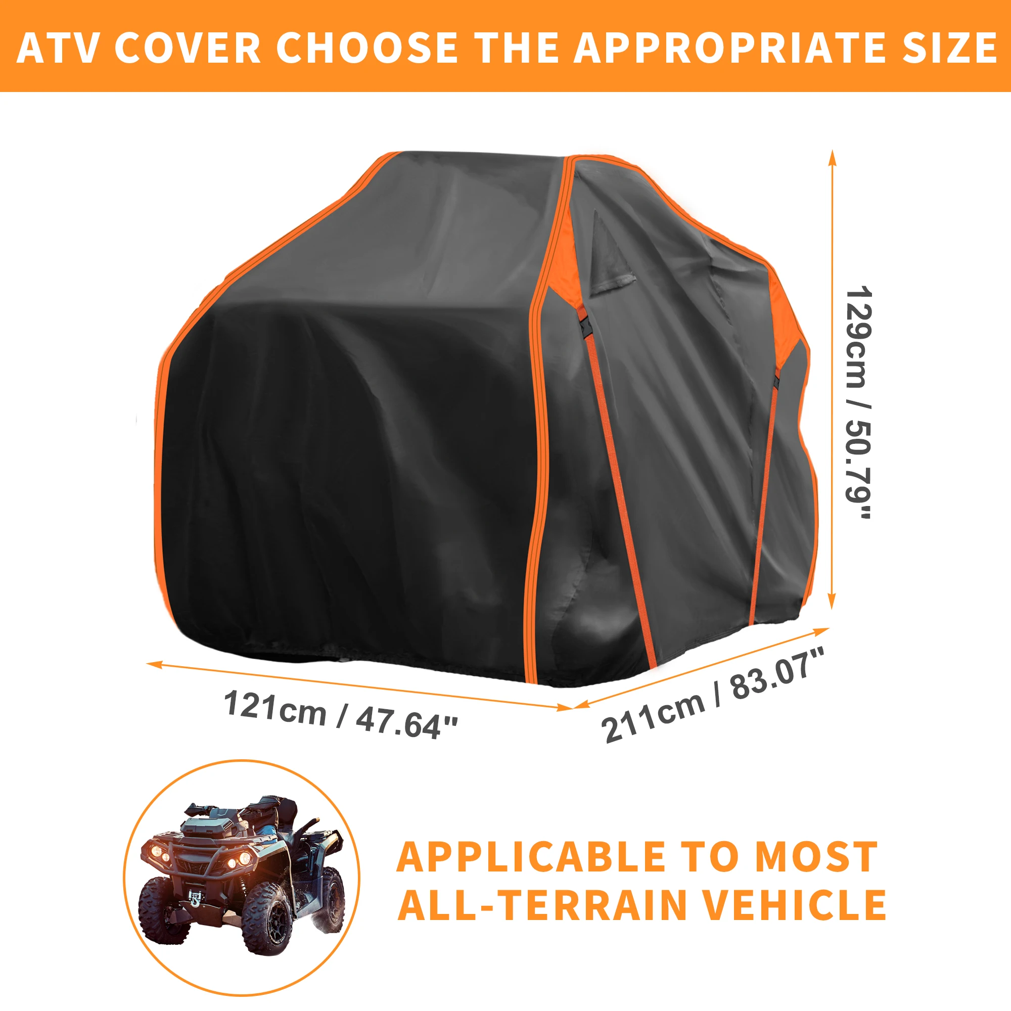 Motoforti ATV-Abdeckung für Polaris Sportsman 850, wasserdicht, für 4 Räder, Quad-Abdeckung, Outdoor, Sonne, Regenschutz, 211 x 121 x 129 cm Image