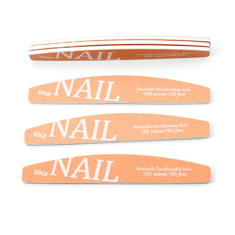 5/10/25 stücke Waschbar Professionelle Nagel Dateien Halbmond 120/150 Grit Schmirgelbrett Schleifen UV Gel Maniküre Dateien Werkzeuge Image