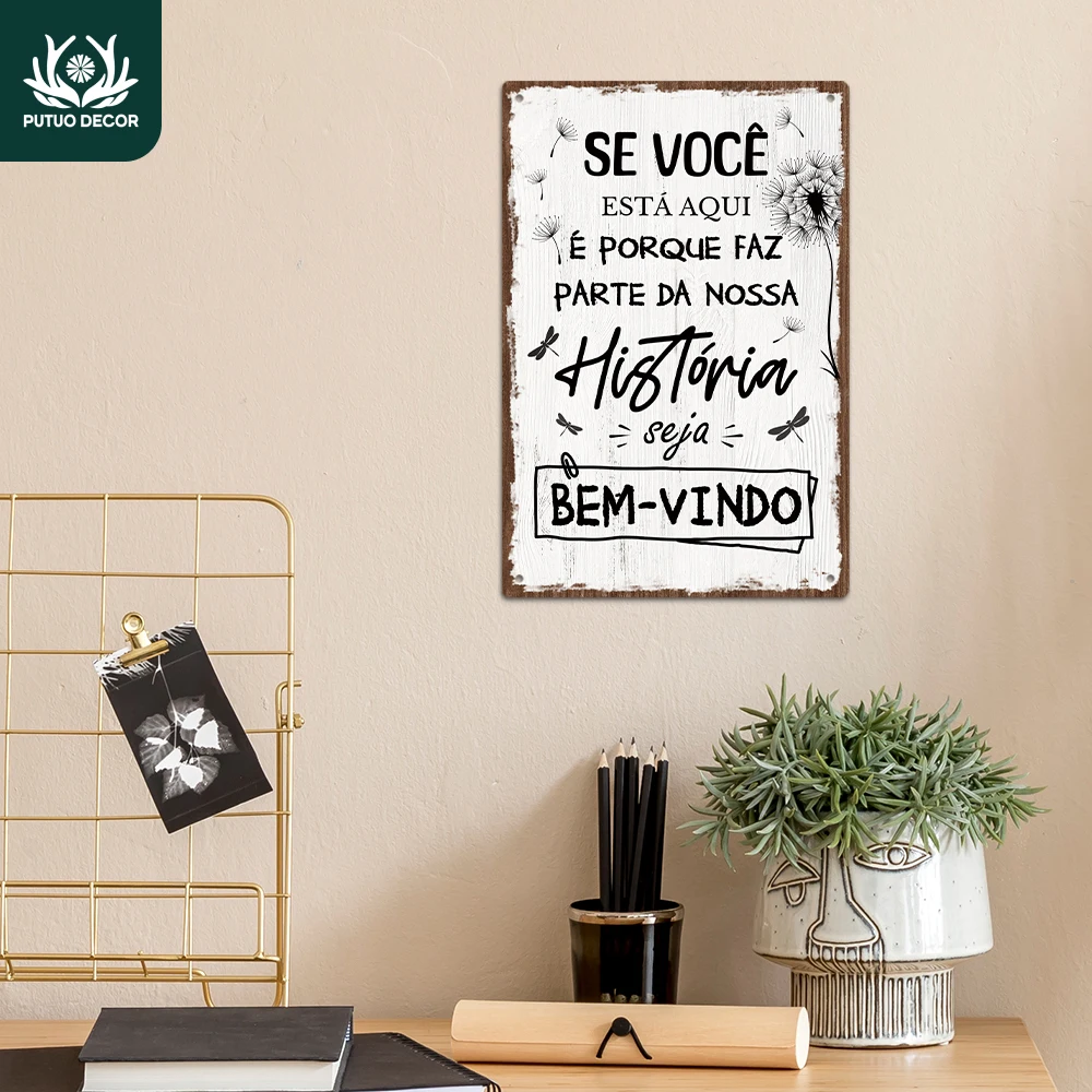 Putuo Decor 1 Stück portugiesisches Vintage-Metallblechschild, SE VOC Nang ESTÁ AQUI, Wandkunst-Dekor für Home Office Pub Club, Geschenk Image