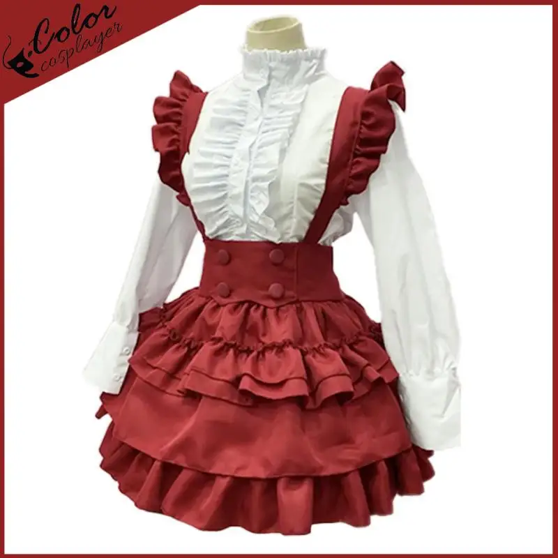 Weihnachten Lolita Rot Overall Rock Neujahr Party Kleid Vintage Mittelalter Kleid Drama Performance Outfit Anime Cosplay Kostüm