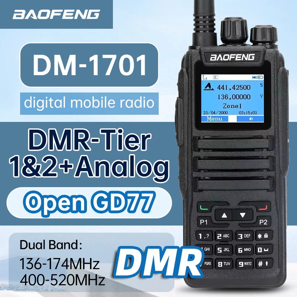Baofeng Digital Walkie Talkie DR-1701 Dual Mode Analog Two Way Radio Upgrade Open GD77 Dual Time Slot Tier 1+2 Amateurfunk DR 1801 Image
