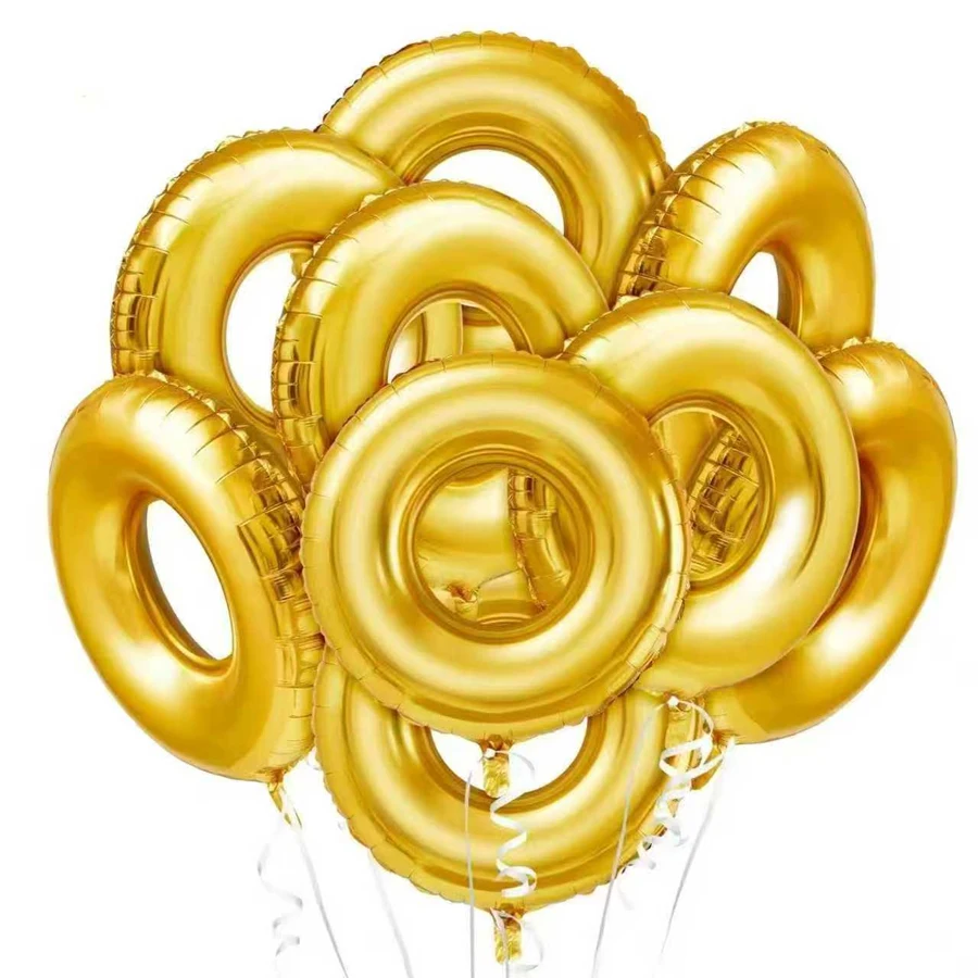 10 stücke Neue Goldene Hoop Folie Helium Ballons Geburtstag Party Foto Requisiten Hochzeitstag Valentinstag Feier Dekoration Image